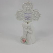 Precious Moments  Cross with Bride and Groom Figurine hand heart love  H... - $15.00