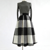 BLACK PLAID Midi Skirt Women Classy Winter Long Plaid Skirt Outfit Plus Size 