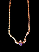 14k gold Diamond Amethyst necklace - sweetheart gift - Aquarius birthday... - $1,250.00