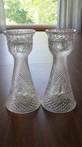 2 Avon Vintage Glass Vase Candlestick Holders Hearts Fostoria - $15.00