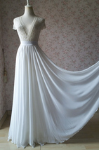 WHITE Chiffon Maxi Skirt Full Long Chiffon White Wedding Skirt Plus Size