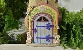 Fairy Door Figurine 12" High with Textural Wood and Floral Detailing Welcome image 2