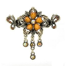 Retro Luxury Aulic Style Crystal Bronze Alloy Hair Claws, Flowers(Coffee)