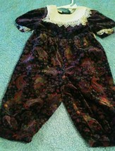 Vtg The Children&#39;s Hour Baby Girls Paisley Velour Pantsuit Jumper  Sz 18... - $38.12