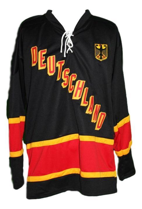 Kuhnhackl 34 custom germany retro hockey jersey black   1