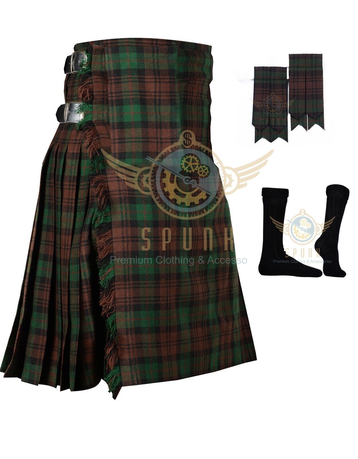 Scottish Men's Traditional 8 Yard Kilt Brown Watch Tartan KILTS ...