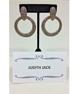 Vintage Judith Jack Sterling Silver Marcasite Door Knocker Hoop Pierced Earrings - $199.99