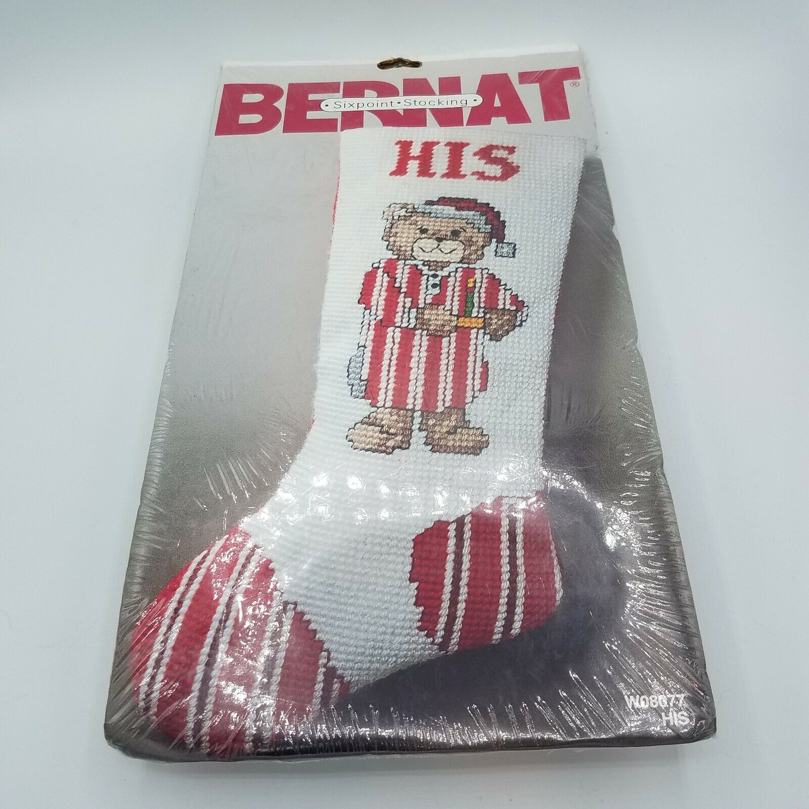 Vintage Bernat Counted Cross Stitch Christmas Stocking Kit Santa