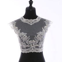 Deep V Illusion Neckline Lace Tops Sleeveless Empire Style Lace Bridesmaid Tops