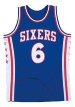 Julius Erving DrJ Custom Philadelphia Basketball Jersey Sewn Blue Any Size image 1