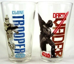 Star Wars Darth Vader and Clone Trooper Set of 2 16oz Glasses by Vandor,... - $24.50