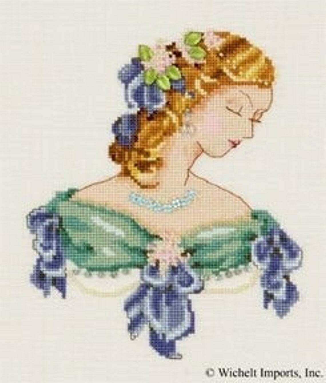 Primary image for SALE! Complete Xstitch kit with AIDA - Portait of Lauren in Blue NC103