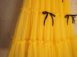 Layered Tulle Skirt Outfit w. Bow Festival Long Tulle Skirt Yellow Blue Wine-red image 8