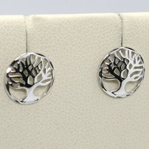 18K WHITE  GOLD ROUND BUTTON EARRINGS WITH BEAUTIFUL TREE OF LIFE, MADE ... - $232.93