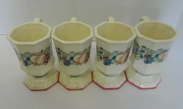 Sweet Country Harvest Coffee Mugs Cups Fruit Motiff Pink Trim Lot of Fou... - $24.63