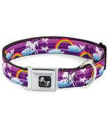 Unicorns &amp; Rainbows with Stripes Purple Dog Collar - $25.97