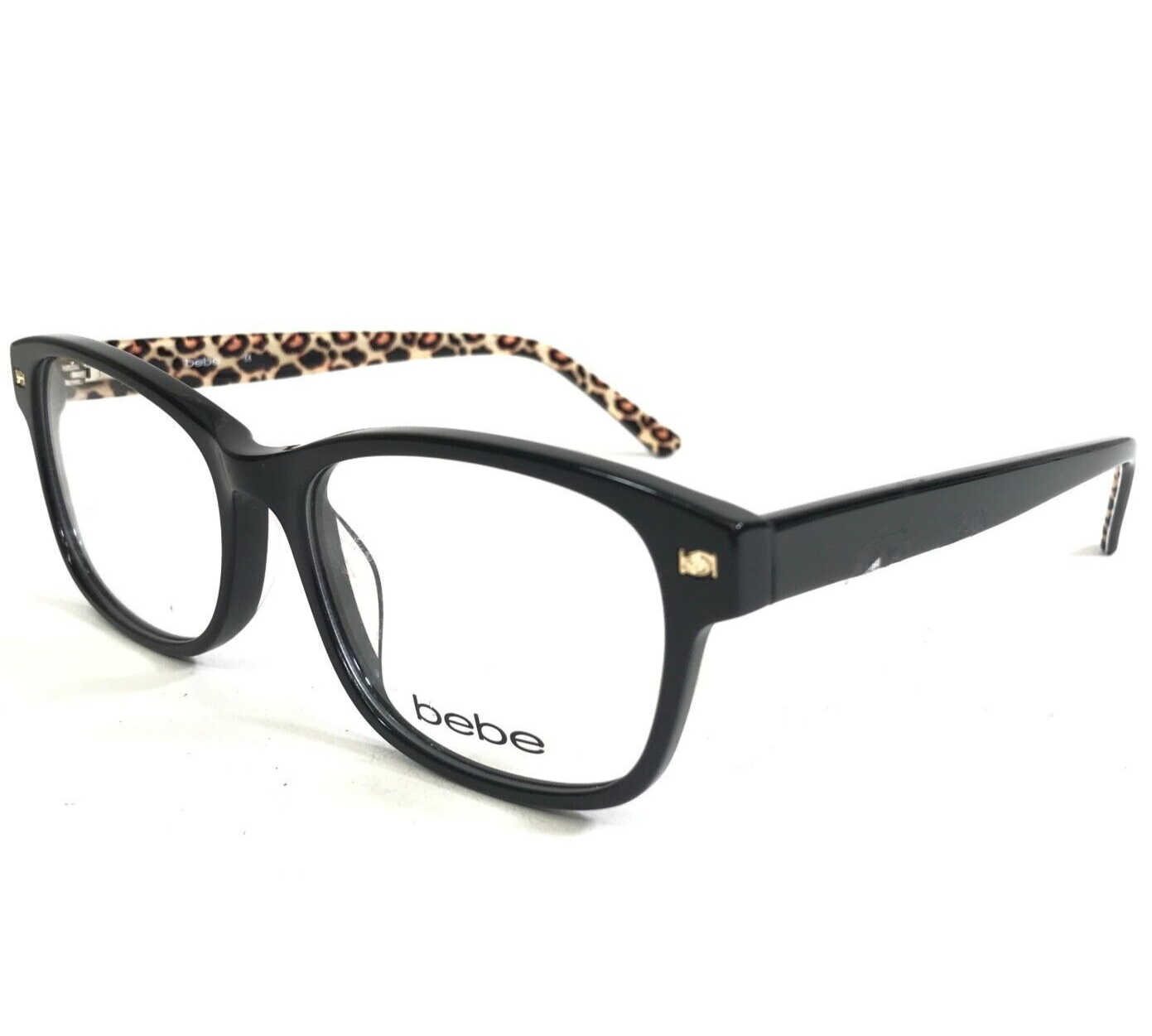 Bebe Eyeglasses Frames Bb5193 001 Black Square Cheetah Print 53 16 140 Eyeglass Frames