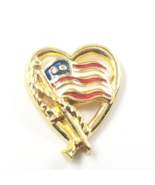 VTG Avon Patriotic Heart Forever American USA Flag Gold Tone Lapel Pin T... - $9.99