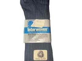 Vintage New Socks Interwoven Navy Wool Dress Over Calf 2965 Made USA Sz 10-13 image 3