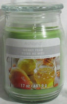 Ashland Scented Candle NEW 17 oz Large Jar Single Wick Spring HONEY PEAR green - $19.60