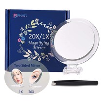20X Magnifying Mirror, Two Sided Mirror, 20X/1X Magnification, Folding, Silver - $38.99
