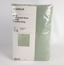 Ikea BERGPALM King Duvet Cover w/2 Pillowcases Bed Set White Green Stripe New - $75.14