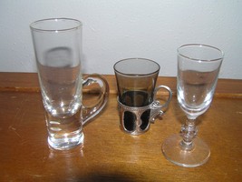 Vintage to Now Lot of 3 Small Clear Smokey Glass Handled or Not Shot Gla... - $4.99