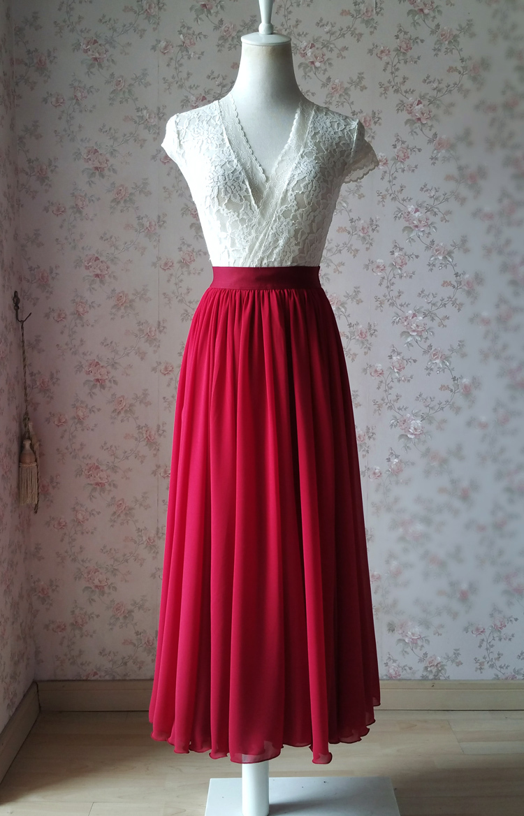 Chiffon skirt red 101 1