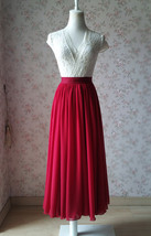 DARK RED Chiffon Maxi Skirt Women Full Maxi Chiffon Skirt Dark Red Wedding Skirt image 1