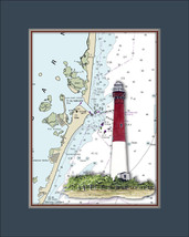 Barnegat Lighthouse and Nautical Chart High Quality Canvas Print - $14.99+