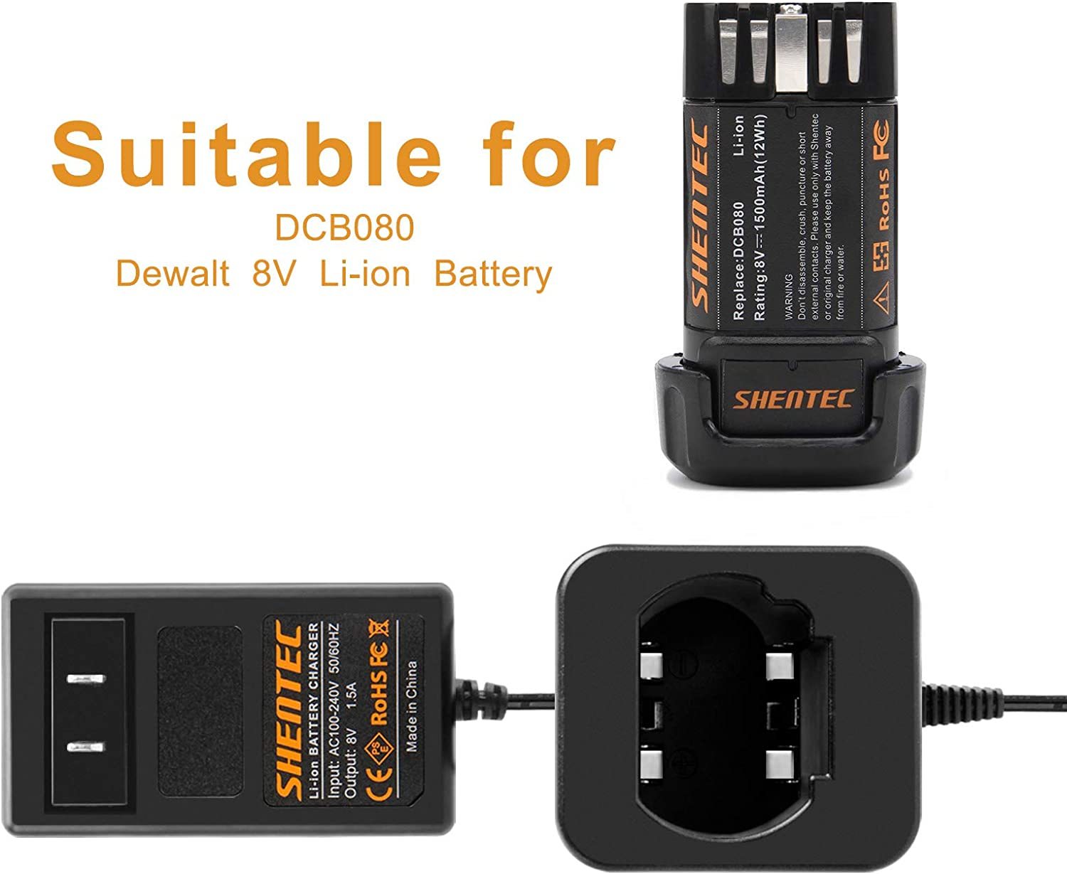 Shentec 12V Li-ion Battery Charger Compatible with Black and