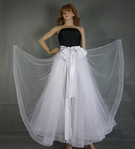 WHITE Wedding Full Tulle Skirt Bridal Over Skirt White Layered Open Skirt image 5
