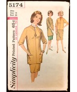 Uncut 1960s Size 14 Bust 34 Tunic Top Skirt Simplicity 5174 Vintage Pattern - $6.99