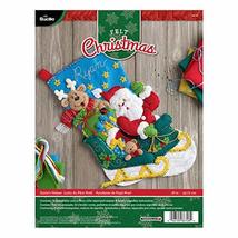 Bucilla 18-Inch Christmas Stocking Felt Applique Kit, Down The Chimney