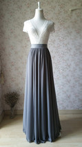 GRAY Chiffon Maxi Skirt Gray Bridesmaid Chiffon Skirt Wedding Party Plus Size image 2