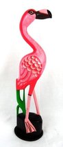 20" Hand Carved Beautiful Wood Pink Flamingo Bird Sculpture Tropical Home Decor - $27.71