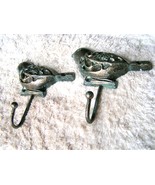 TWO Cast Iron BIRD Hooks, Hat, Key Rack, Indoor Outdoor Garden or Bath bz - $9.98