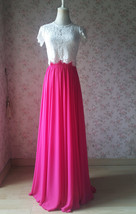 Fuchsia Hot Pink Full Chiffon Skirt Floor Length Summer Bridesmaid Chiffon Skirt
