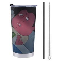 Mondxflaur Red Face Steel Thermal Mug Thermos with Straw for Coffee - $20.98