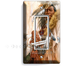 Native American old indian chief with feathers single GFCI light switch ... - $8.99