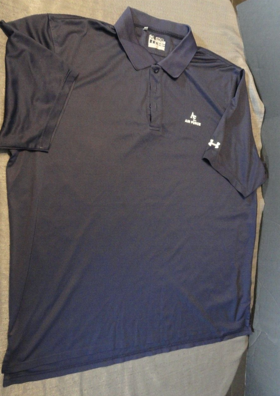 Primary image for DISCONTINUED UNDER ARMOUR USAF AIR FORCE USAFA BLUE POLO EMBROIDERED SHIRT 2XL