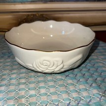 Vintage Lenox Embossed Rose Candy Dish Gold Trim Handcrafted - $15.68