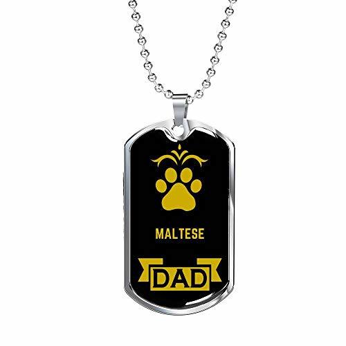 dog lover gift maltese dad dog necklace engraved 18k gold dog tag w 24"