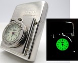 Time Lite Light Pocket Watch Clock running Zippo Glow in the Dark 2003 F... - $163.00