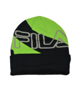 FILA Black &amp; Green Cuffed Knit Winter Hat Watch Cap Beanie Toque - $18.04