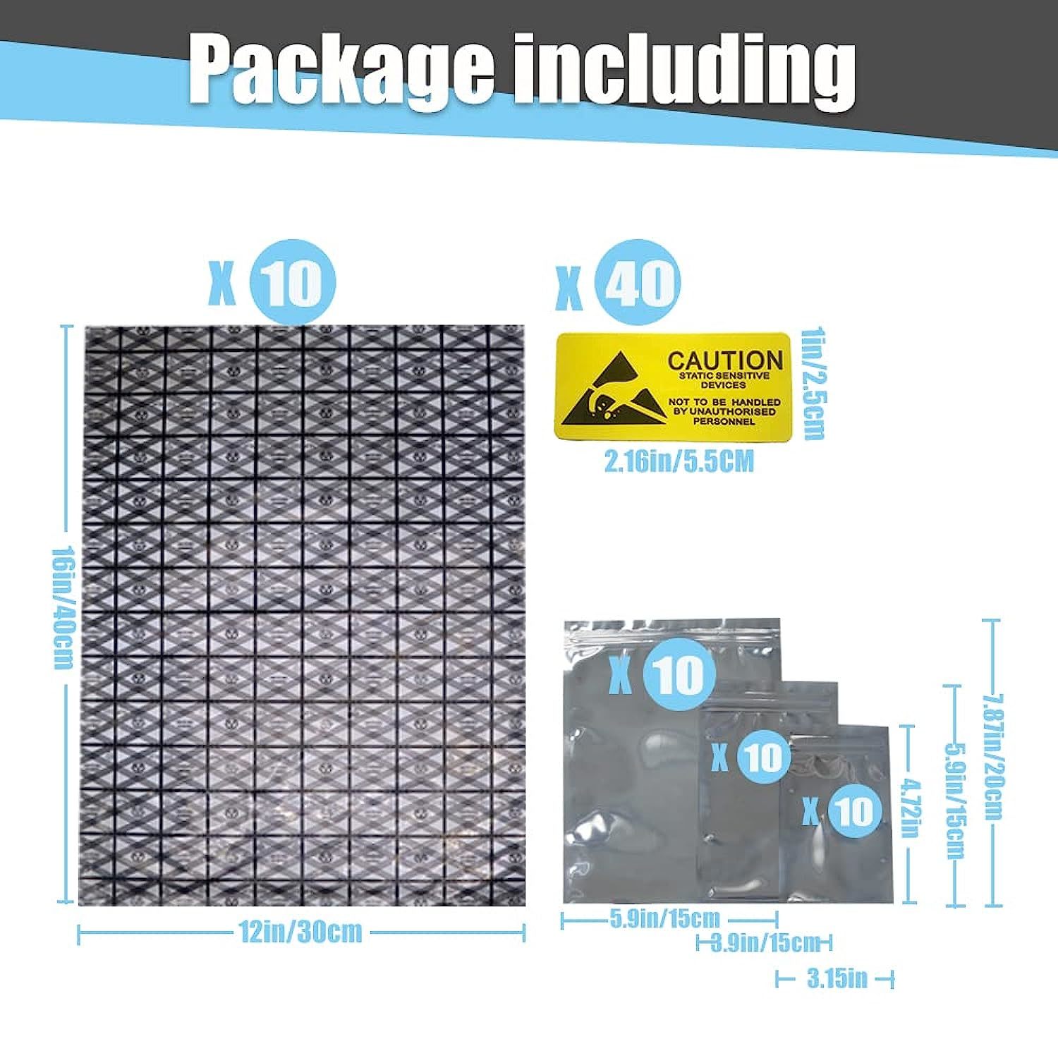 Anti Static Bags Resealable ESD Bags 100Pcs Antistatic Bag with 100Pcs  Anti-Static Labels for Hard Drive Motherboard Card Processor RAM Electronic