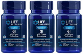 Florassist Gi With Phase Technology Probiotic 3 Bottle 90 Caps Life Extension - $74.19