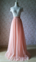 BLUSH PINK Long Tulle Skirt Wedding Bridesmaid Long Tulle Skirt A-line Plus Size image 12