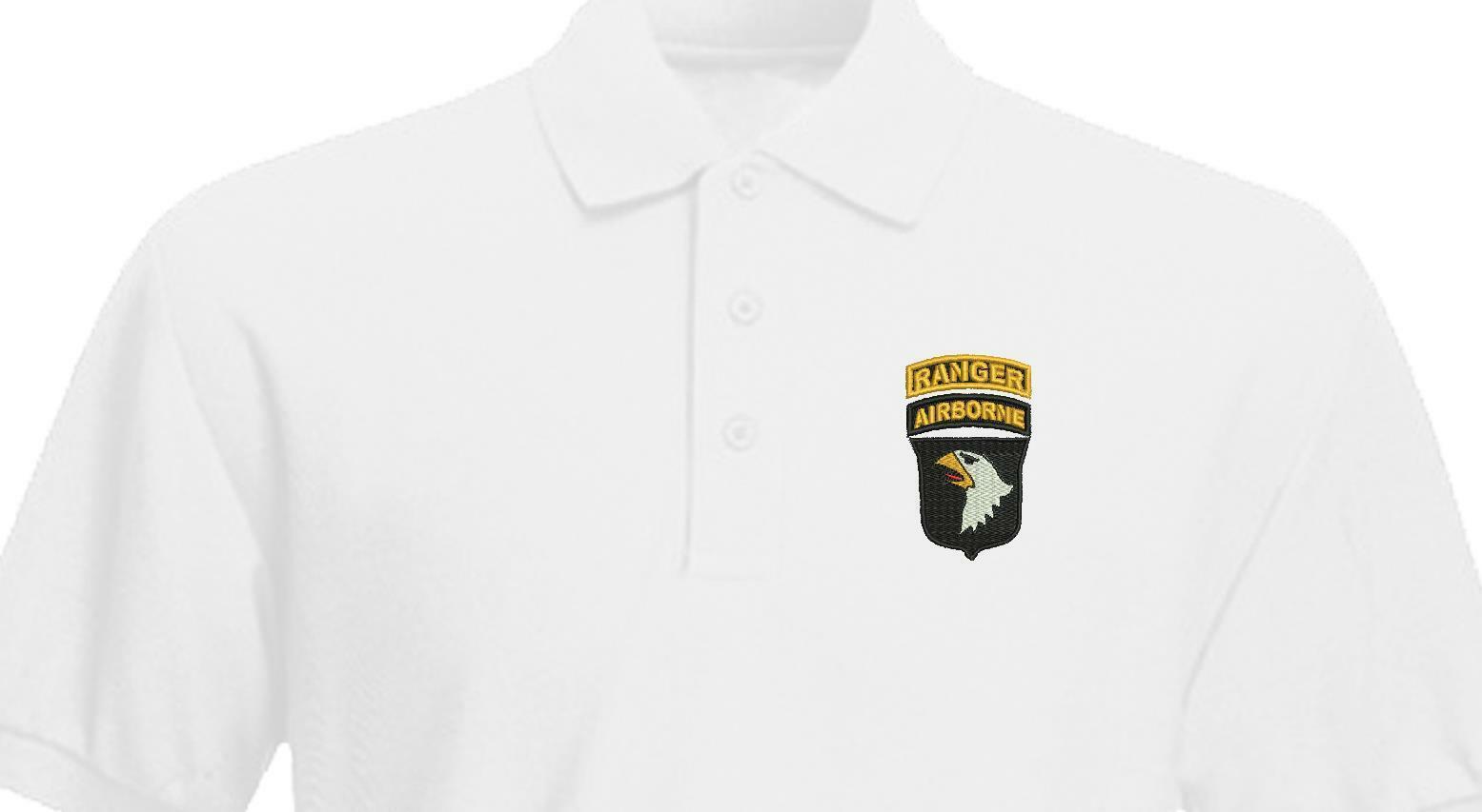 101st Airborne With Ranger Tab Screaming Eagle Custom Embroidered Polo Shirt Casual Button