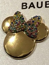 Disney X Baublebar Gold Tone Paved Gem Minnie Mouse Bow Earrings w/Gift Box Set - $38.60